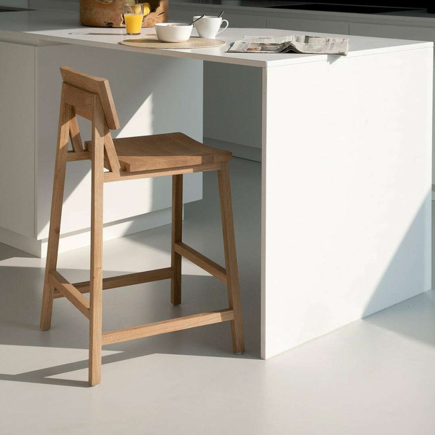 Modern Living * | Ethnicraft Bar & Counter Stools N3 Kitchen Oak Counter Stool