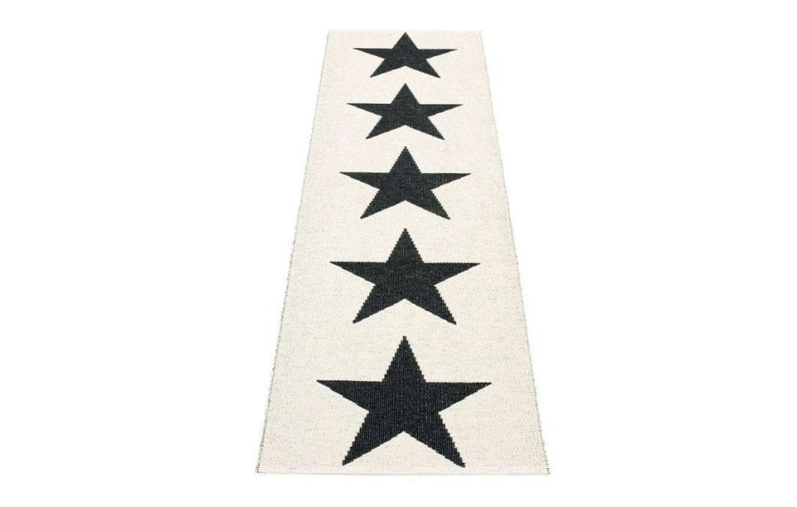 Modern Outdoor * | Pappelina Rugs Viggo One Black & Vanilla Runner Rug