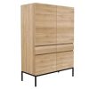 Modern Dining * | Ethnicraft Ligna Black Frame Storage Cupboard 4 Doors & 2 Drawers