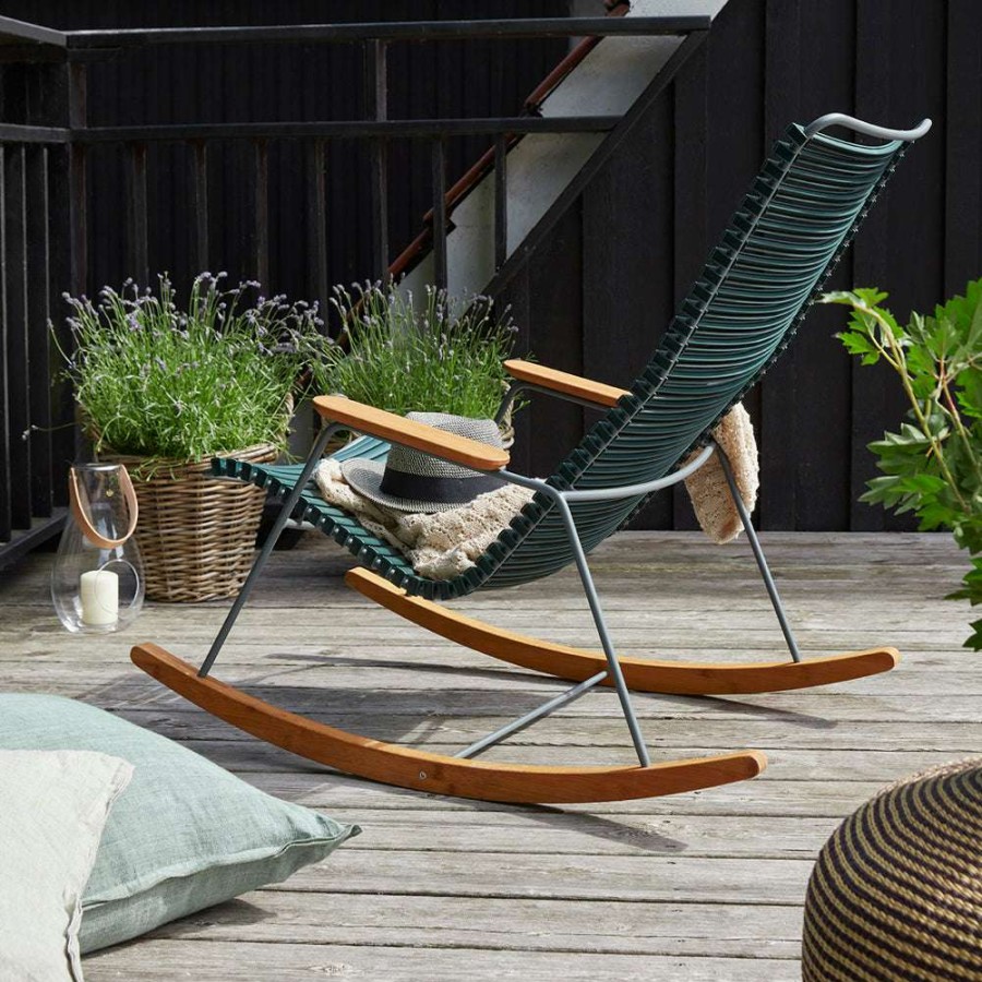 Modern Living * | Houe Click Rocking Chair With Bamboo Armrests And Runners Accent Chairs