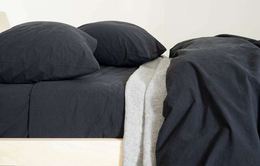 Modern Bedroom * | Area Anton Anthracite Cotton Flat Sheet