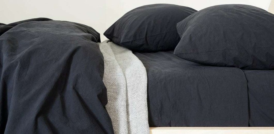 Modern Bedroom * | Area Anton Anthracite Cotton Flat Sheet