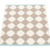 Modern Outdoor * | Pappelina Marre Mud & Vanilla With Turquoise Stripe Runner Rug Rugs