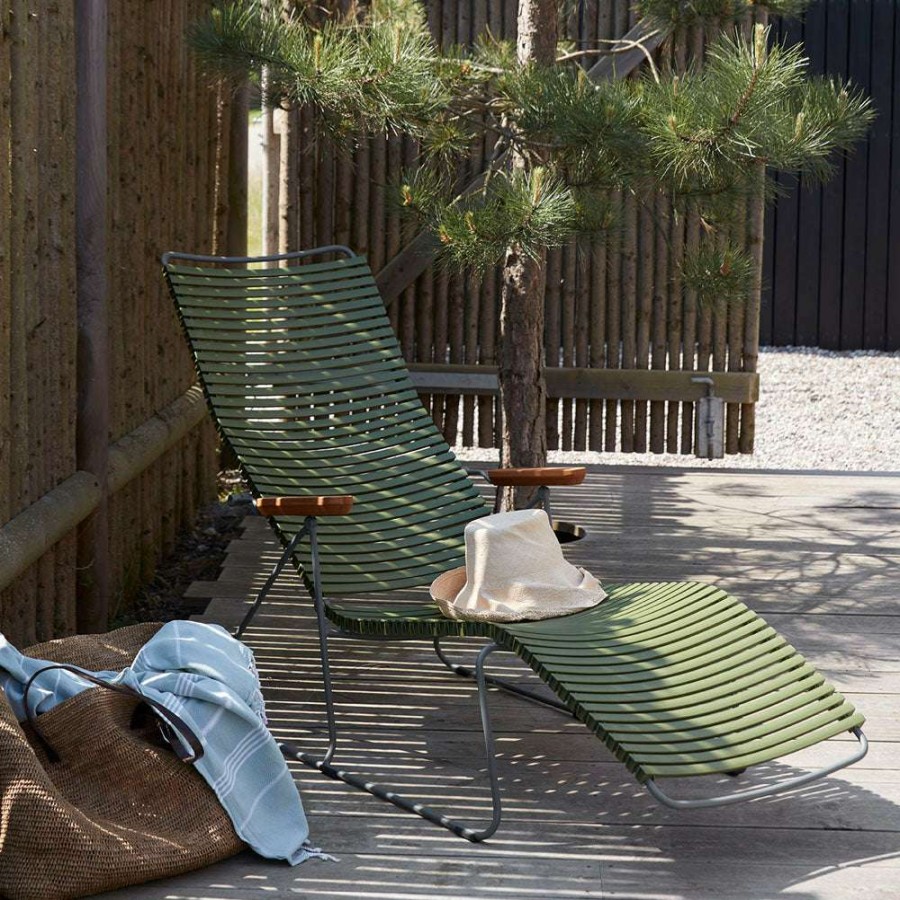 Modern Outdoor * | Houe Click Sunlounger With Bamboo Armrests Sunloungers & Daybeds