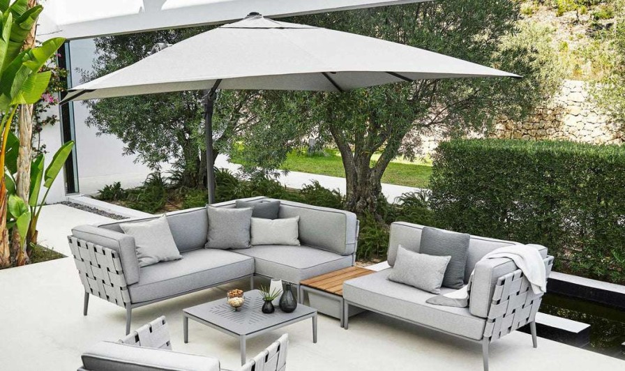 Modern Outdoor * | Cane-Line Hyde Luxe Hanging Parasol With Base Umbrellas & Sunshades