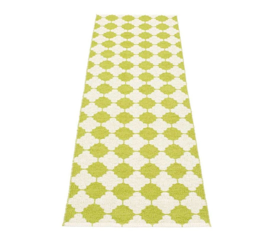 Modern Outdoor * | Pappelina Rugs Marre Lime & Vanilla With Turquoise Stripe Runner Rug