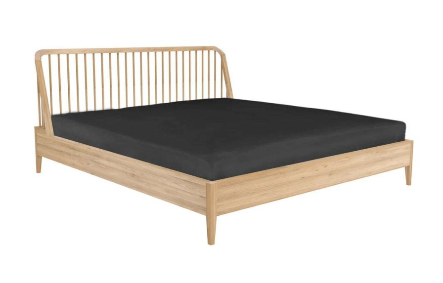 Modern Bedroom * | Ethnicraft Modern Bedroom Spindle Oak Bed With Slats