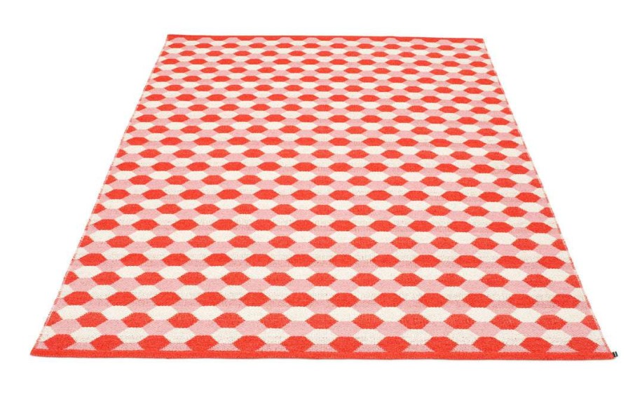 Modern Outdoor * | Pappelina Dana Coral Red & Piglet & Vanilla Rug