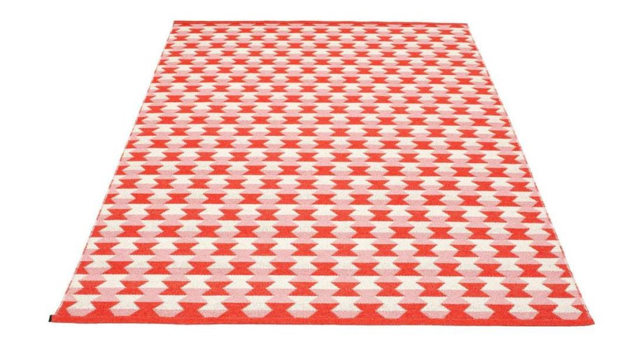 Modern Outdoor * | Pappelina Dana Coral Red & Piglet & Vanilla Rug