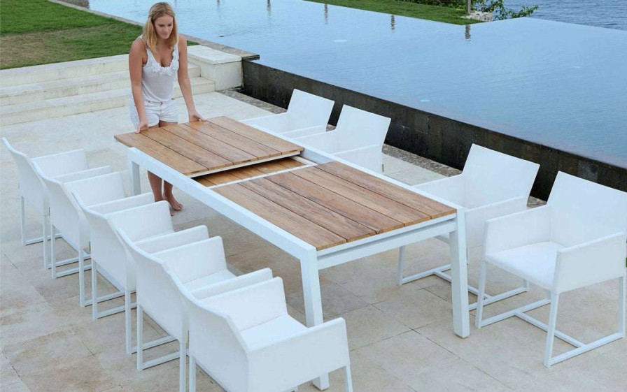 Modern Outdoor * | Mamagreen Baia Teak Aluminum Extendable Dining Table