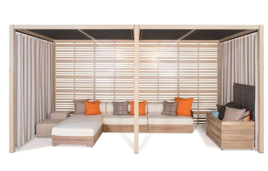 Modern Outdoor * | Mamagreen Sombrero Sling Roof Aluminum Double Canopy With 2 Walls And 2 Curtains Umbrellas & Sunshades