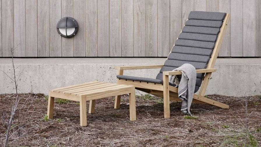 Modern Outdoor * | Skagerak Denmark Between Lines Deck Stool Lounge Seating