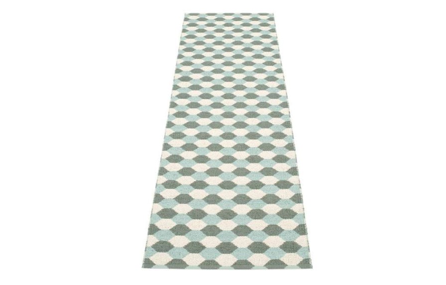 Modern Outdoor * | Pappelina Dana Army & Pale Turquoise & Vanilla Runner Rug Rugs